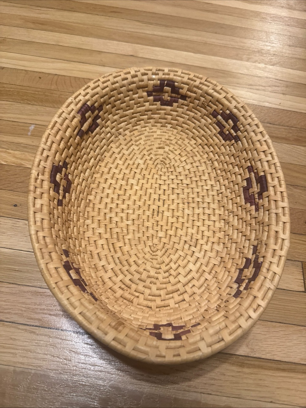 Vintage Indian Coiled Oval Basket - 14 1/2" Long